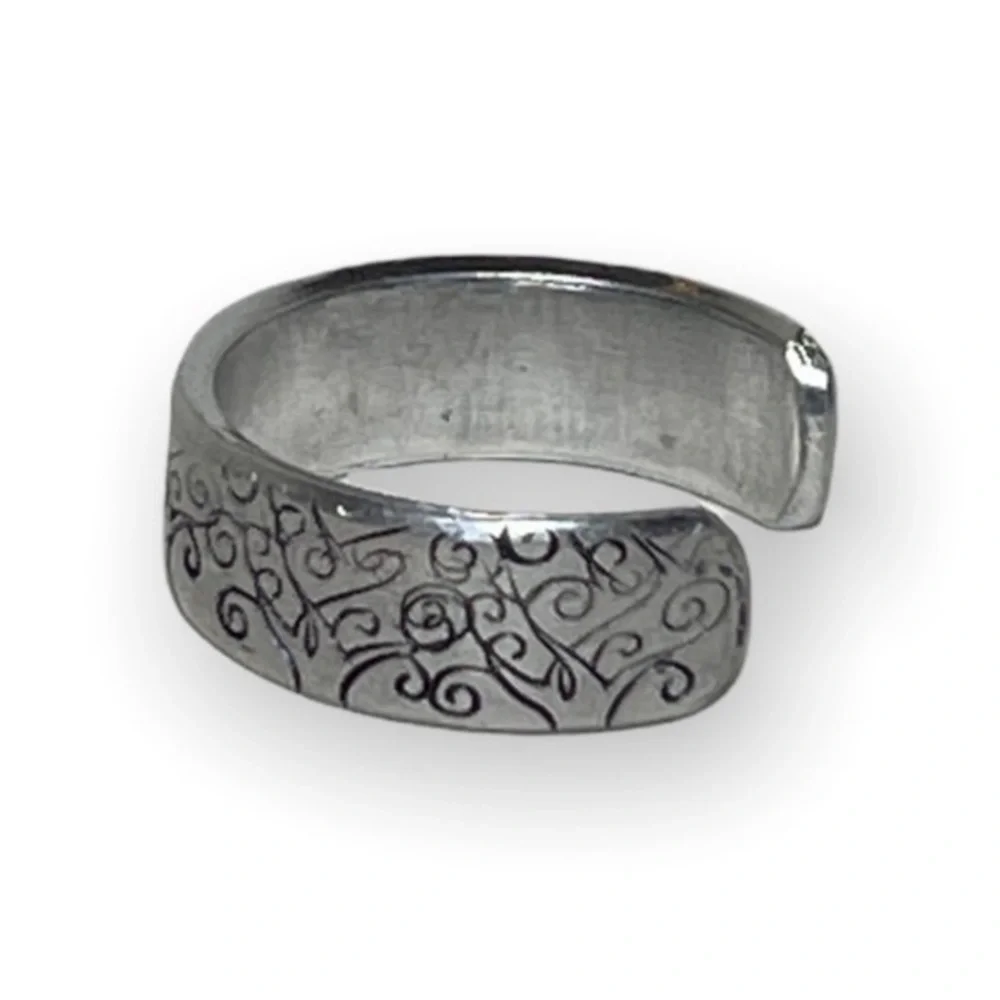Handmade 7/8 stamped Tree of Life‎ adjustable silver hypoallergenic cuff ring